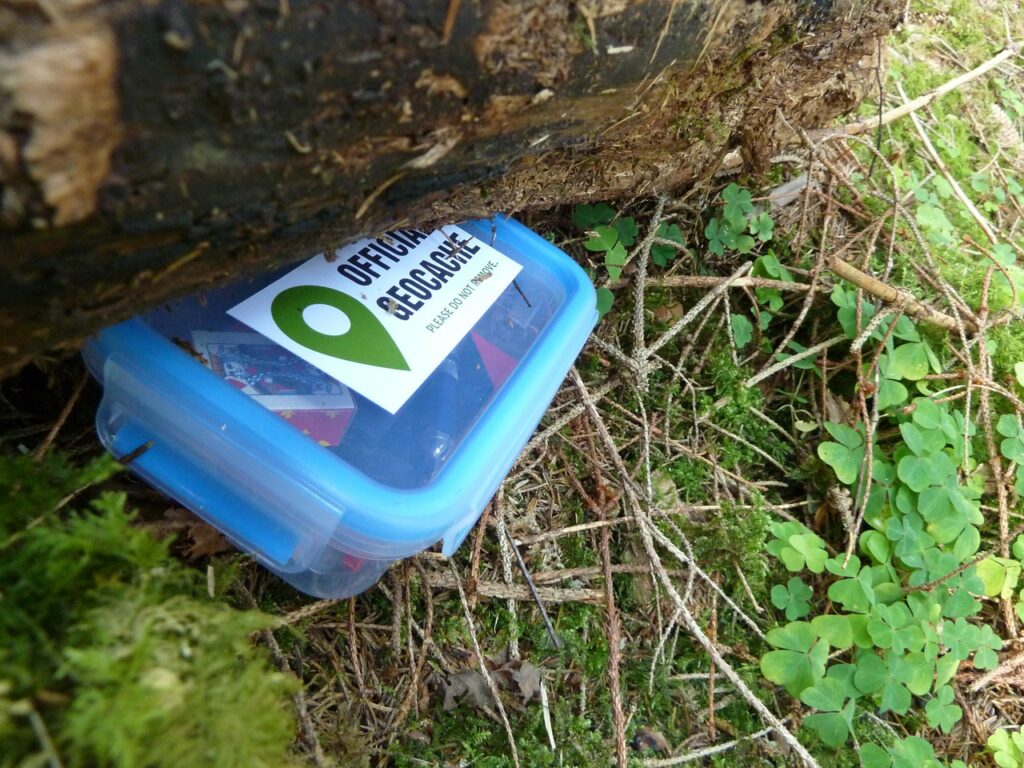 Geocahching box, a scavanger hunt item. Geochaching makes for a fun holiday activity. 